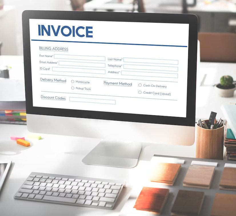 a look at sample invoice and their type with an invoice template on a PC screen