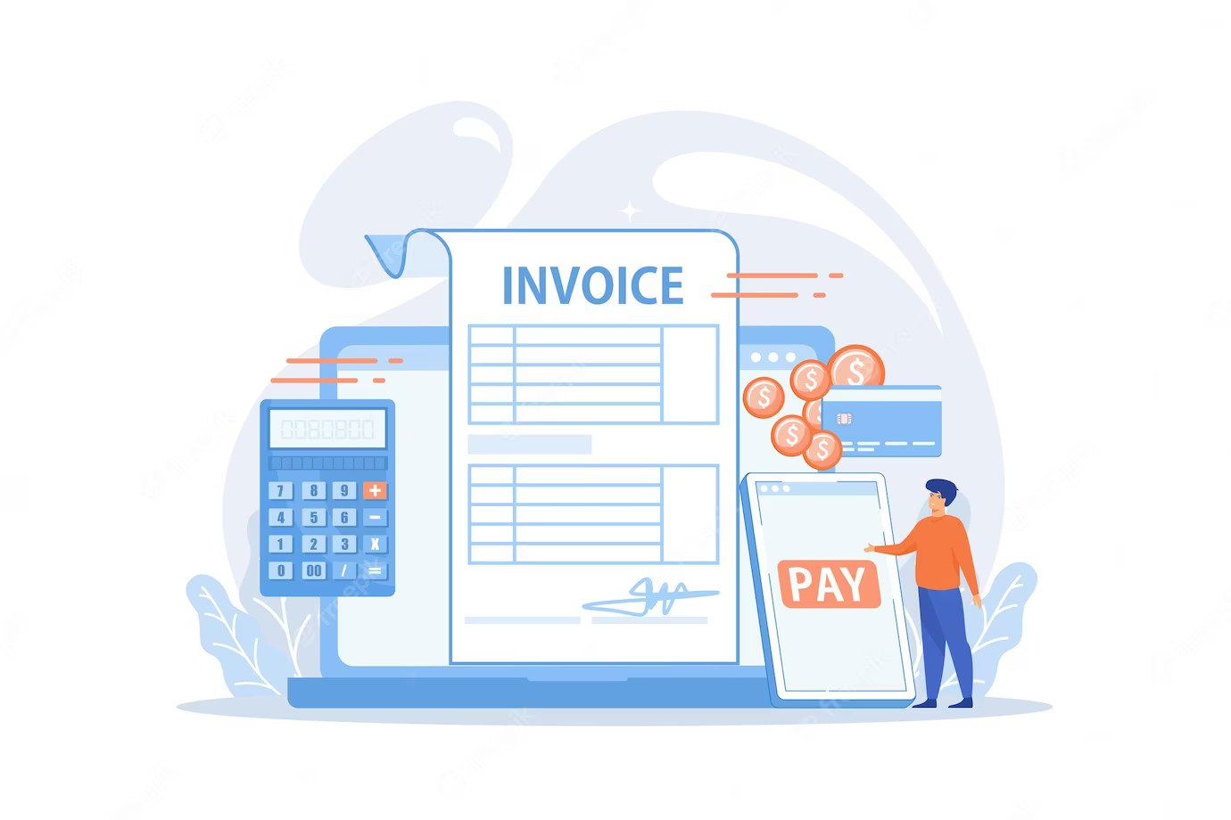 vector showing some elements in the rules of invoicing
